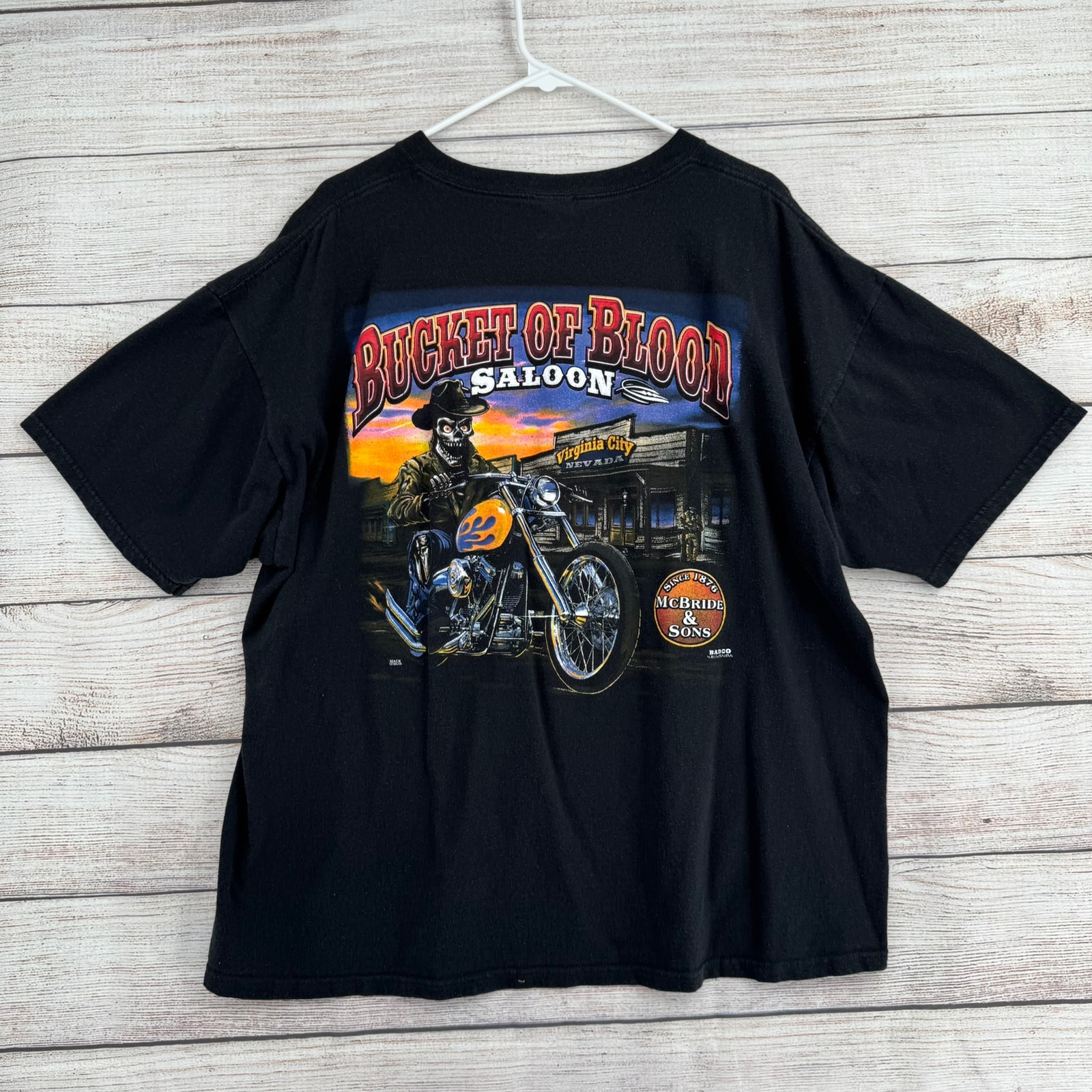 Vintage Y2k Mcbride & Sons Bucket Of Blood Saloon T-Shirt Adult 2xl Black Anvil